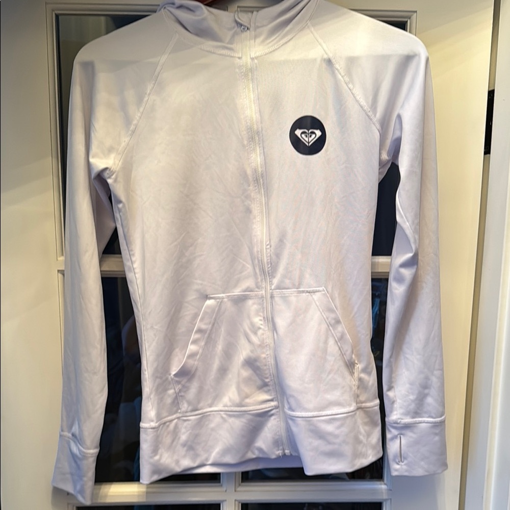 Roxy White Zip-Up Hoodie sun shirt